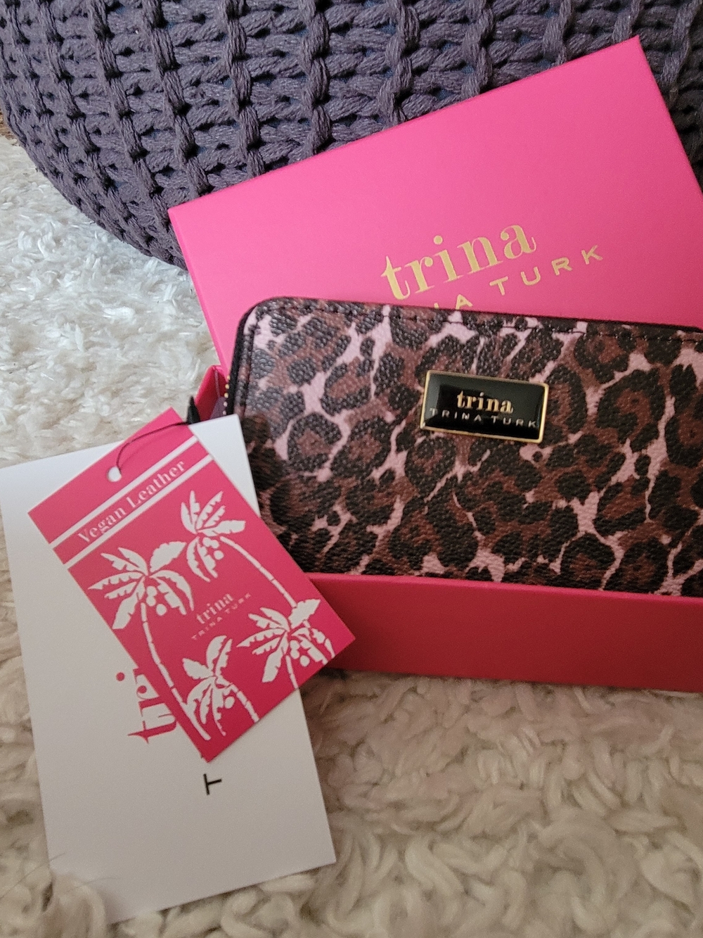 Trina Turk Leopard Zip Wallet - Pink/Brown NIB, NWT